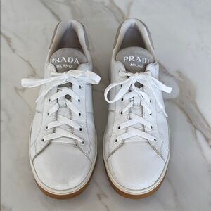 Prada White Leather Sneakers